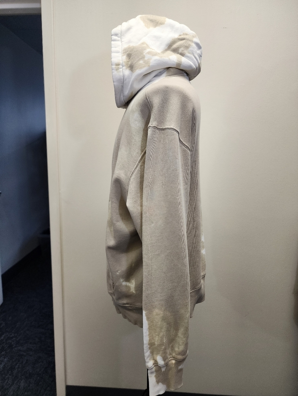 Upcycled Marble Wash Hoodie Old Navy Beige Cream Bleach Dyed Size Large - Picture 2 of 8